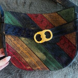 Tory Burch Women's Gemini Link Snakeskin crossbody bag